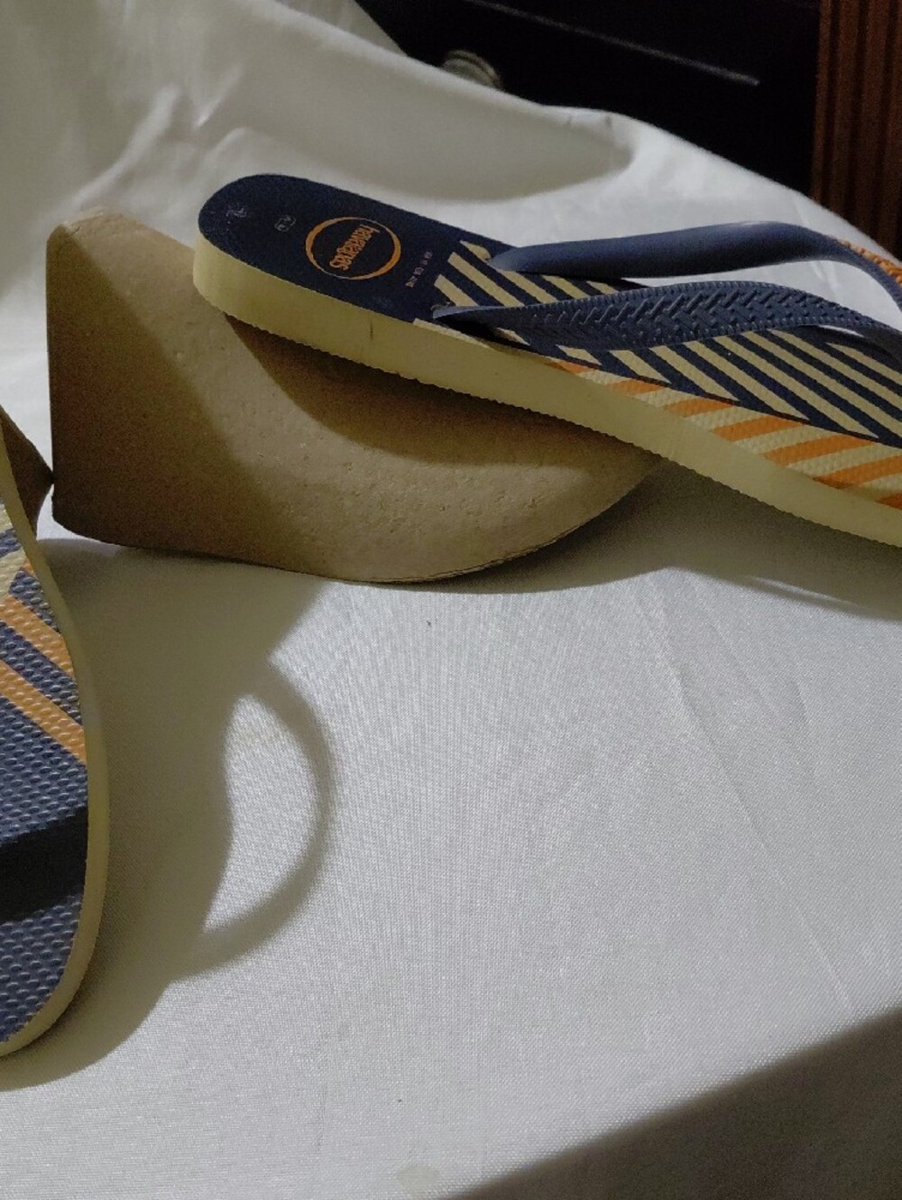 Havaianas Navy, Tan & Orange Striped Flip Flops - Picture 4 of 5